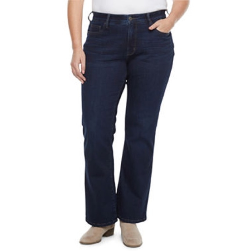 St. John's Bay Comfort Waist Womens Mid Rise Relaxed Fit Flare Jeans. 20W
